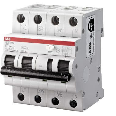 Abb - DS3NC32AC30 - Interruttore Magnetotermico Differenziale 6kA, AC,  Curva C, 32A 30mA 3P+N