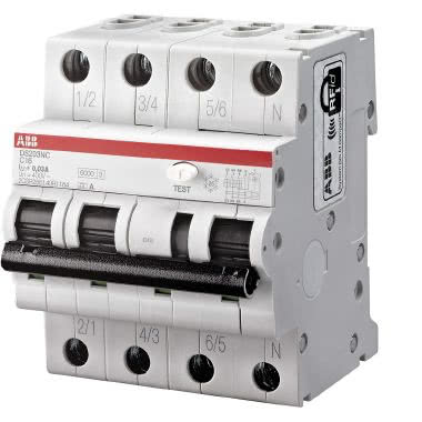 Abb - DS3NLC16A300 - Interruttore Magnetotermico Differenziale 4,5kA, A,  Curva C, 16A 300mA 3P+N