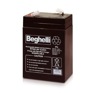 Beghelli - 8801 - Batteria al piombo ricaricabile 6V, 4Ah