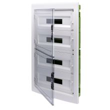 Centralino protetto - green wall - per pareti mobili e cartongesso - porta trasparente fumé con telaio estraibile - 72 (18x4) moduli ip40 product photo