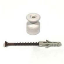 GI GAMBARELLI ISOLATORI PORCELLANA BIANCA DIAMETRO 19MM CON VITI BRUNITE E TASSELLI (Conf. da 50 Pz.) product photo