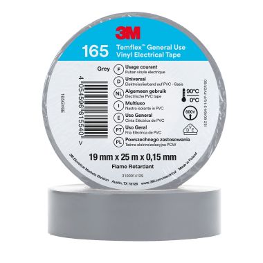 Nastro elettrico in PVC Temflex 165 19mm x 25m grigio product photo Photo 01 3XL