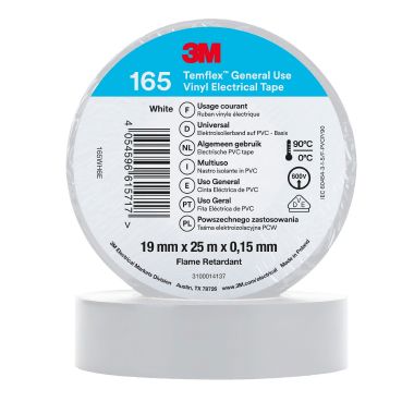 Nastro elettrico in PVC Temflex 165 19mm x 25m bianco product photo Photo 01 3XL