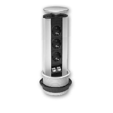 Torretta 3 Schuko 2 RJ45 ALLUMINIO product photo Photo 01 3XL