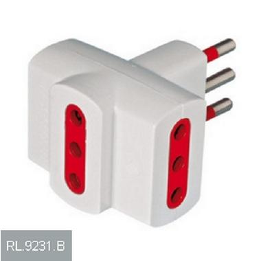 Adatt.triplo 2p+t 10a 250v bianco product photo Photo 01 3XL