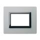 Placca Vera 44, in vetro colore grigio argentato finitura opaca  - fornita con cornicetta - 3 Mod. product photo Photo 01 2XS