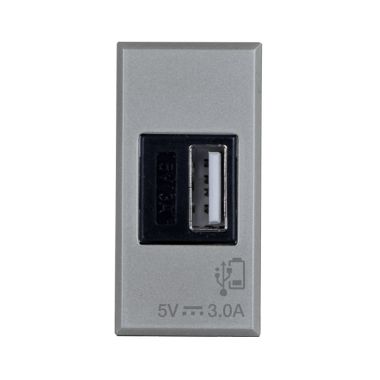 Caricatore USB tipo A, Allumia S44, colore grigio tech, 3A alimentazione 240V - finitura lucida - 1 Mod. product photo Photo 01 3XL