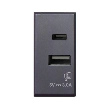 Caricatore USB tipo A+C, Tekla S44, colore RAL 7016, 3A alimentazione 230V - finitura opaca - 1 Mod. product photo Photo 01 3XL