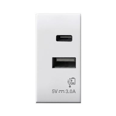 Caricatore USB tipo A+C. Domus S44. colore RAL 9010. 3A alimentazione 230V  finitura lucida  1 Mod. product photo Photo 01 3XL