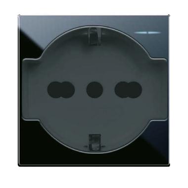 Presa schuko bipasso. Life S44. colore Nero.  2P+T 10/16A 250V  finitura lucida  2 Mod. product photo Photo 01 3XL