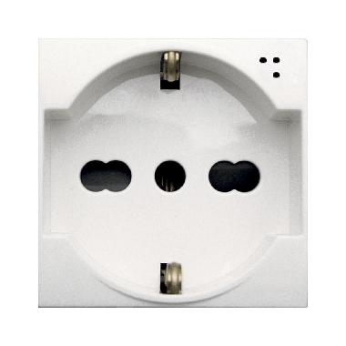 PRESA SCHUKO BIPASSO. WHITEK S44. COLORE BIANCO.  2P+T 10/16A 250V  FINITURA OPACA  2 MOD. product photo Photo 01 3XL
