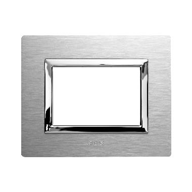 Placca Vera44 Alluminio. S44 colore alluminio naturale. con cornicetta   3 Mod. product photo Photo 01 3XL