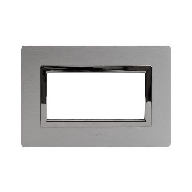 Placca Vera44 Alluminio. S44 colore alluminio naturale. con cornicetta   4 Mod. product photo Photo 01 3XL