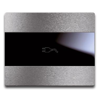 Placca Touch Alluminio S44 a scivolo. simbolo spina. colore alluminio naturale. 3 Mod. product photo Photo 01 3XL