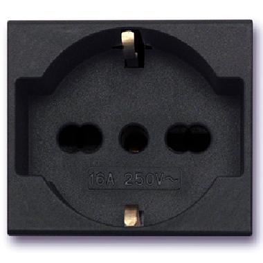 Presa schuko bipasso Noir S45.  2P+T 10/16A  colore nero  2 Mod. product photo Photo 01 3XL