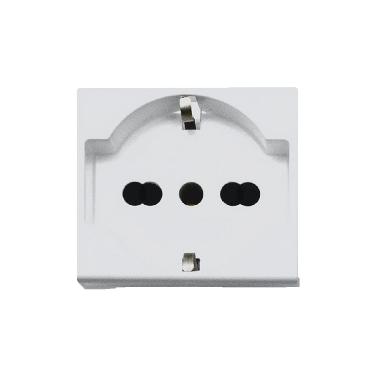 Presa schuko bipasso RAL S45.  2P+T 10/16A  colore bianco RAL7035  2 Mod. product photo Photo 01 3XL