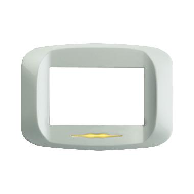 Placca in pressofusione illuminabile color bianco  banquise micalizzato con sottoplacca 3 moduli product photo Photo 01 3XL