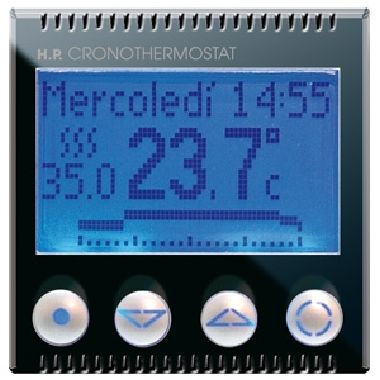 Cronotermostato elettronico con display 230V, Life S44, colore Nero - finitura lucida - 2 Mod. product photo Photo 01 3XL