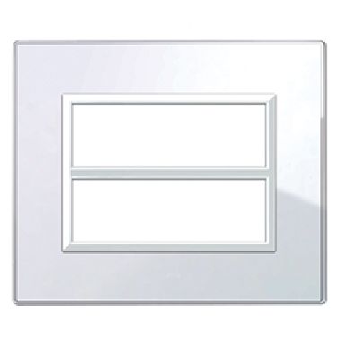 Placca Vera 44, in vetro colore bianco finitura lucida - fornita con cornicetta - 12 (6+6) Mod. product photo Photo 01 3XL