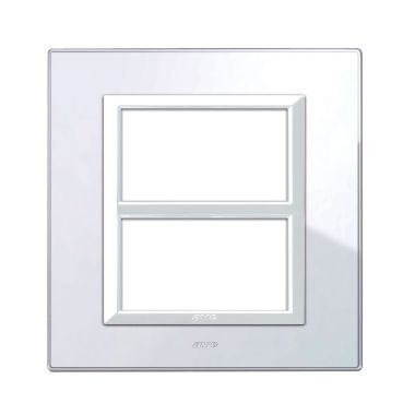 Placca Vera 44, in vetro colore bianco finitura lucida - 6 (3+3) moduli - fornita con cornicetta product photo Photo 01 3XL