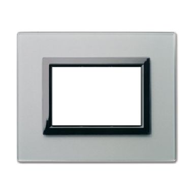 Placca Vera 44, in vetro colore grigio argentato finitura opaca  - fornita con cornicetta - 3 Mod. product photo Photo 01 3XL
