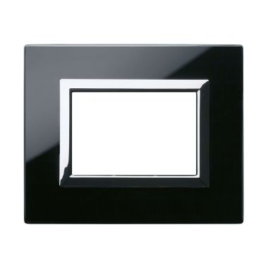 Placca Vera 44, in vetro colore nero assoluto finitura lucida  - fornita con cornicetta - 3 Mod. product photo Photo 01 3XL