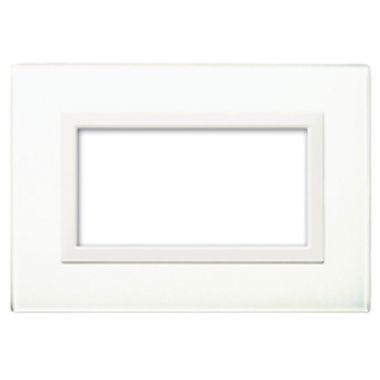 Placca Vera 44, in vetro colore bianco finitura lucida  - fornita con cornicetta - 4 Mod. product photo Photo 01 3XL