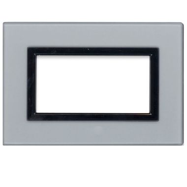 Placca Vera 44, in vetro colore grigio argentato finitura opaca  - fornita con cornicetta - 4 Mod. product photo Photo 01 3XL