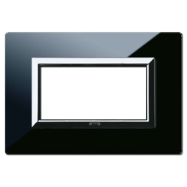 Placca Vera 44, in vetro colore nero assoluto finitura lucida  - fornita con cornicetta - 4 Mod. product photo Photo 01 3XL