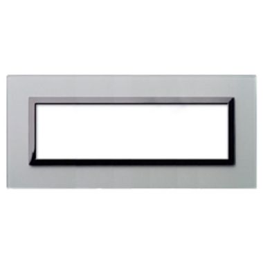 Placca Vera 44, in vetro colore grigio argentato finitura opaca  - fornita con cornicetta - 7 Mod. product photo Photo 01 3XL