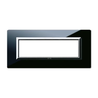 Placca Vera 44, in vetro colore nero assoluto finitura lucida  - fornita con cornicetta - 7 Mod. product photo Photo 01 3XL