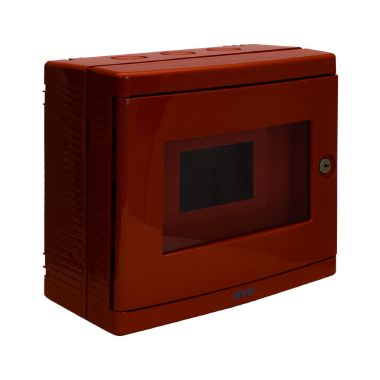 centralino rosso ip55 con vetro frangibile e fornito di serratura con chiave metallica 8 moduli din product photo Photo 01 3XL