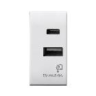 Caricatore USB tipo A+C. Domus S44. colore RAL 9010. 3A alimentazione 230V  finitura lucida  1 Mod. product photo