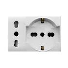 Presa schuko bipasso piu'presa standard italiano. Domus S44. colore RAL 9010.  2P+T 10/16A 250V  finitura lucida  3 Mod. product photo