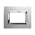 Placca Vera44 Alluminio. S44 colore alluminio naturale. con cornicetta   3 Mod. product photo