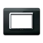 Placca tecnopolimero. S44 colore nero assoluto. cornice  3 Mod. product photo