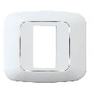 Placca Yes S45. singola per scatola tonda o quadrata colore bianco banquise con cornice color bianco banquise  1 Mod. product photo