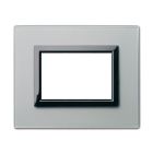 Placca Vera 44, in vetro colore grigio argentato finitura opaca  - fornita con cornicetta - 3 Mod. product photo