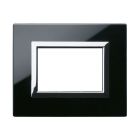 Placca Vera 44, in vetro colore nero assoluto finitura lucida  - fornita con cornicetta - 3 Mod. product photo