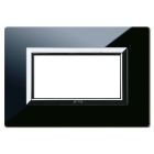 Placca Vera 44, in vetro colore nero assoluto finitura lucida  - fornita con cornicetta - 4 Mod. product photo