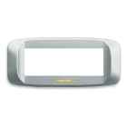 Placca in pressofusione illuminabile color argento opaco  con sottoPlacca 6 moduli product photo