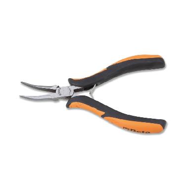 Pinza per elettronica a becchi mezzotondi lunghi lisci rastremati piegati impugnatura bimateriale product photo Photo 01 3XL