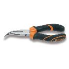 Pinze a becchi mezzotondi lunghissimi piegati zigrinati cromate impugnatura bimateriale product photo