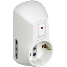 kit - adattatore Safe 1 presa standard tedesca e 2 bipasso (10/16 A) interruttore luminoso bianco product photo