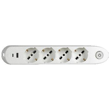 Multipresa 4 schuko/bipas+inter+2usb bianco product photo Photo 02 3XL