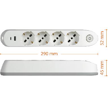 Multipresa 4 schuko/bipas+inter+2usb bianco product photo Photo 04 3XL