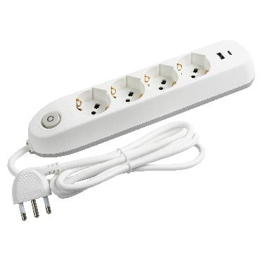 Multipresa 4 schuko/bipas+inter+2usb bianco product photo Photo 05 3XL