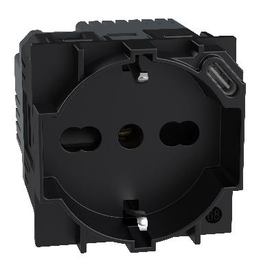 L.NOW - presa ita P40+USB 18W tipoC nero product photo Photo 02 3XL