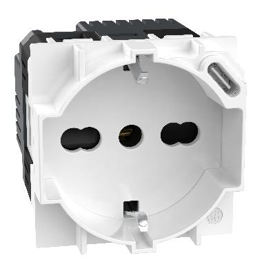 L.NOW - presa ita P40+USB 18W tipoC bianco product photo Photo 02 3XL