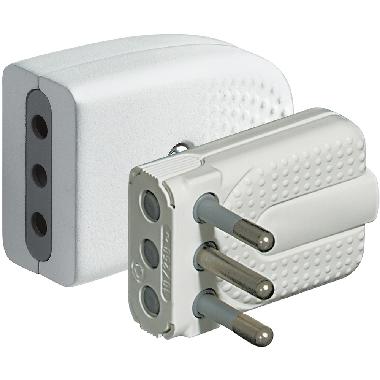 Kit - spina + presa corner 2P+T 10A bianco product photo Photo 01 3XL